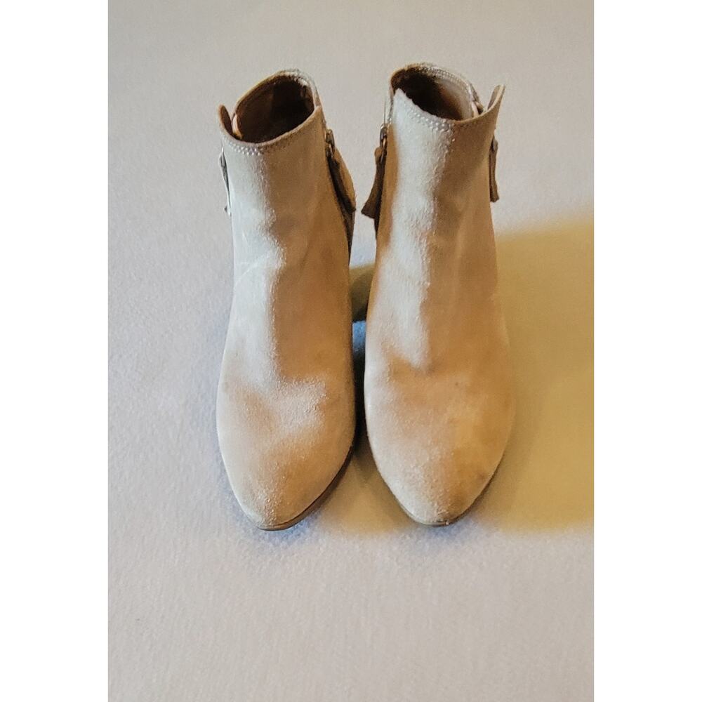 FRYE Judith Double Zip Suede Ankle Booties - Ash Beige - Women's Size 6